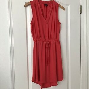 Pink Tie Waist Sleeveless Dress